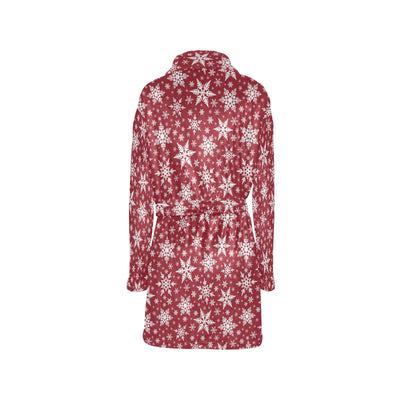 Snowflake Red Print Design LKS302 Women's Fleece Robe