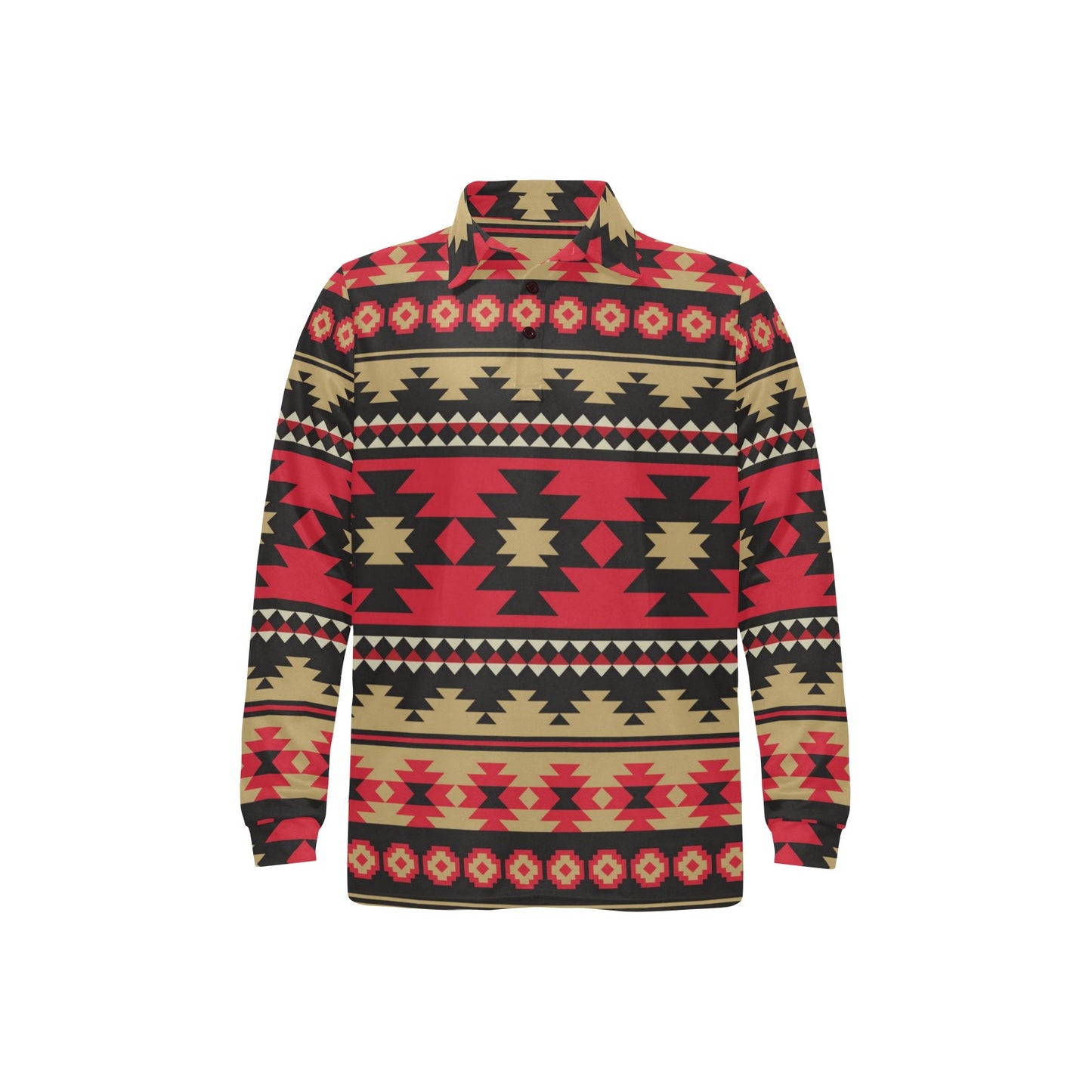 Navajo Pattern Print Design A04 Long Sleeve Polo Shirt For Men's