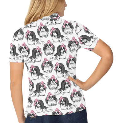 Japanese Chin Pattern Print Design 01 Women's Polo Shirt