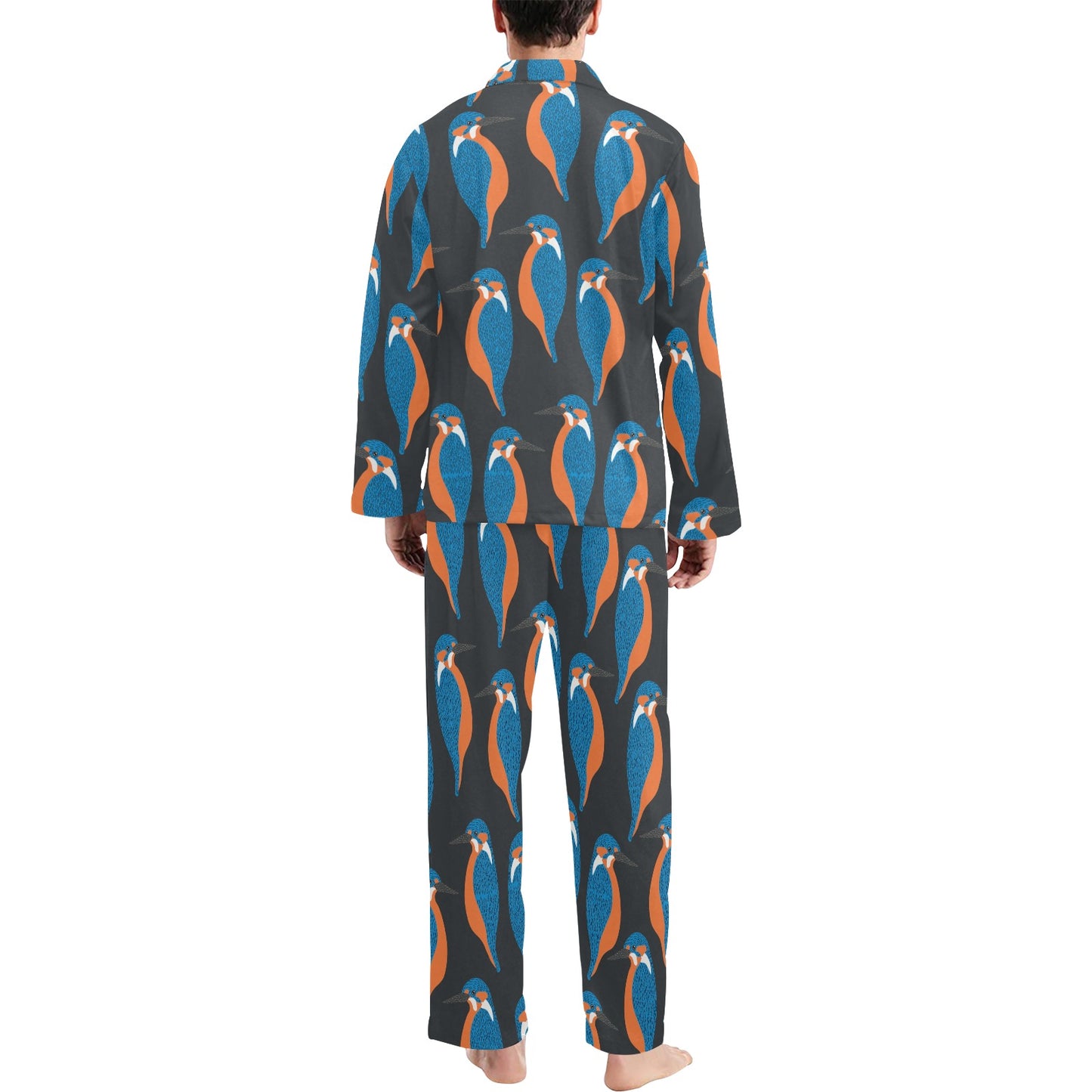 Kingfisher Pattern Print Design 03 Men's Long Pajama Set