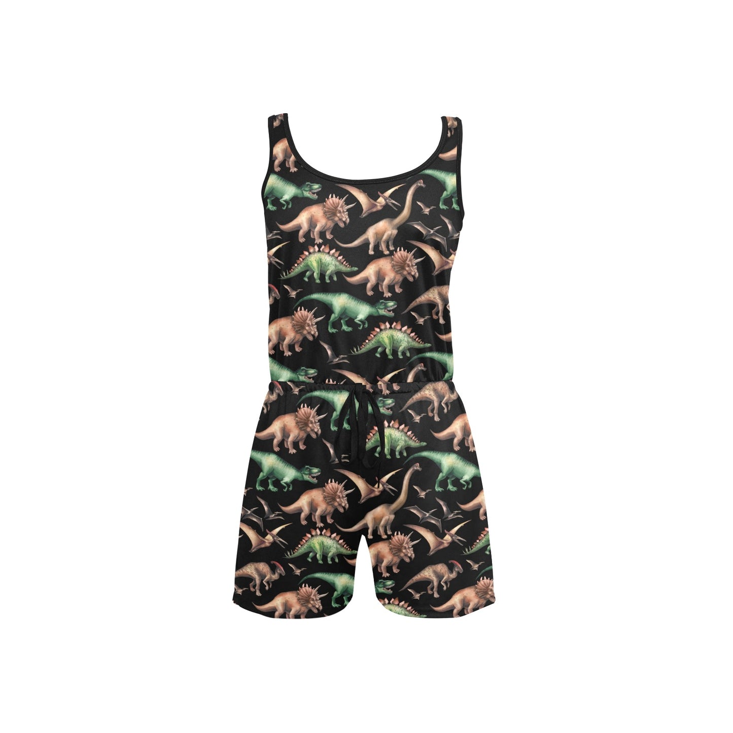 Dinosaur Print Pattern Women's Sleeveless Romper