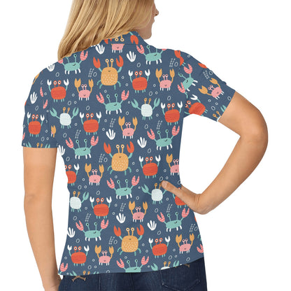 Crab Pattern Print Design 05 Women's Polo Shirt