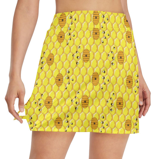 Honey Bee Print Design LKS303 17" Golf & Pickleball Skort with Pockets
