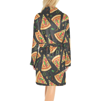 Pizza Pattern Print Design A02 Women's Fleece Robe