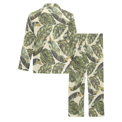 Banana Leaf Pattern Print Design BL08 Men's Long Pajama Set
