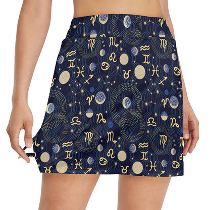 Zodiac Print Design LKS302 17" Golf & Pickleball Skort with Pockets