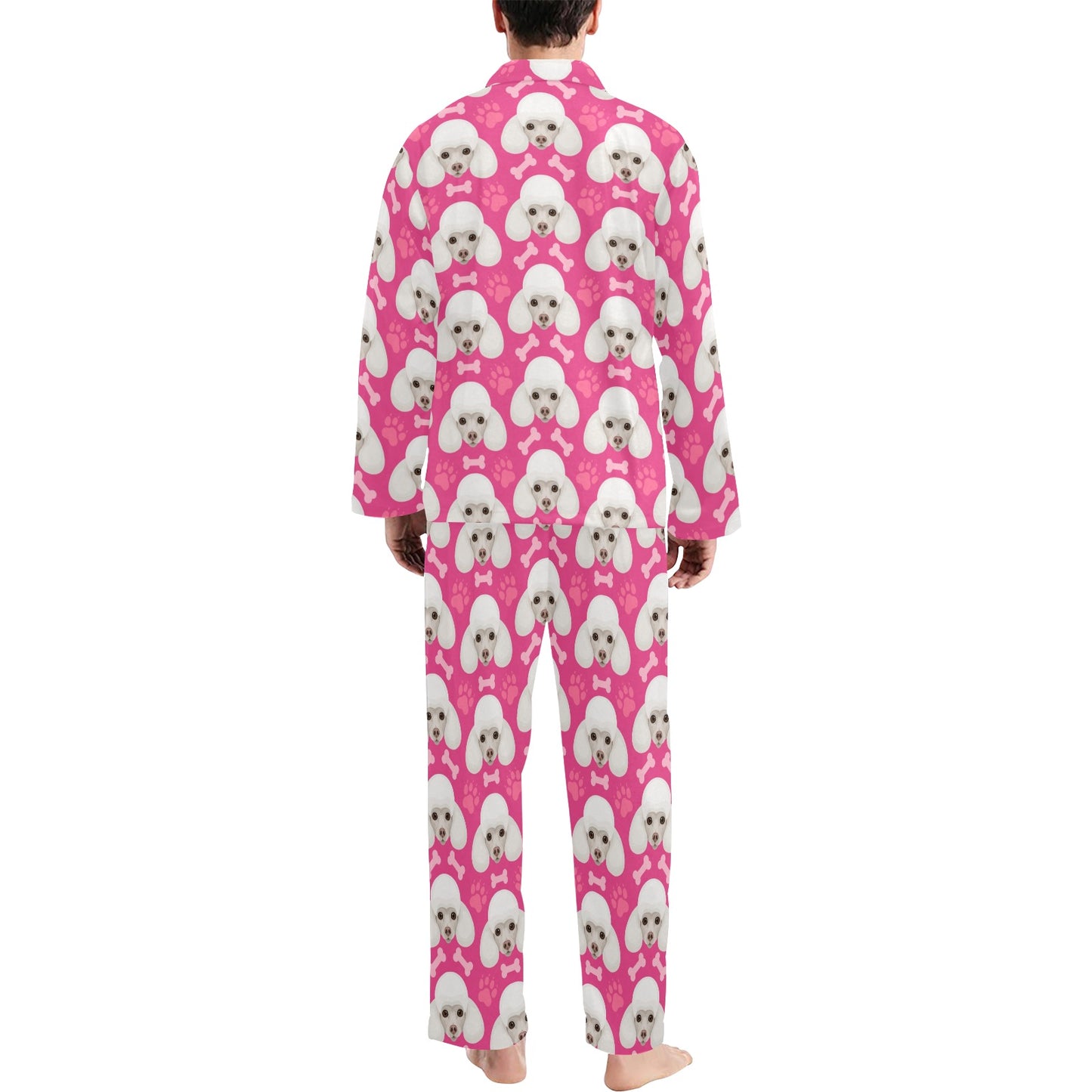 Poodle Pattern Print Design A04 Men's Long Pajama Set
