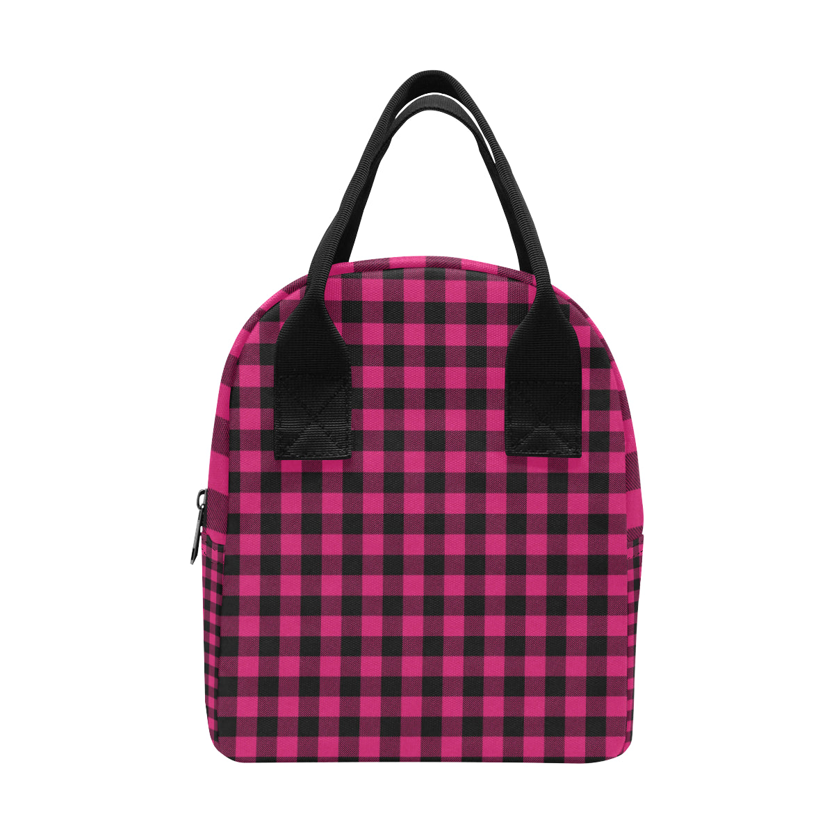 Pink Tartan Plaid Pattern Insulated Lunch Bag