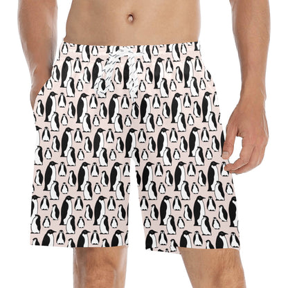 Penguin Themed Men's Swim Trunks Beach Shorts