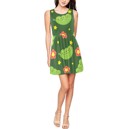 Peas Pattern Print Design A01 Sleeveless Dress