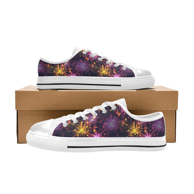 Firework Print Design LKS303 Women's White Low Top Shoes