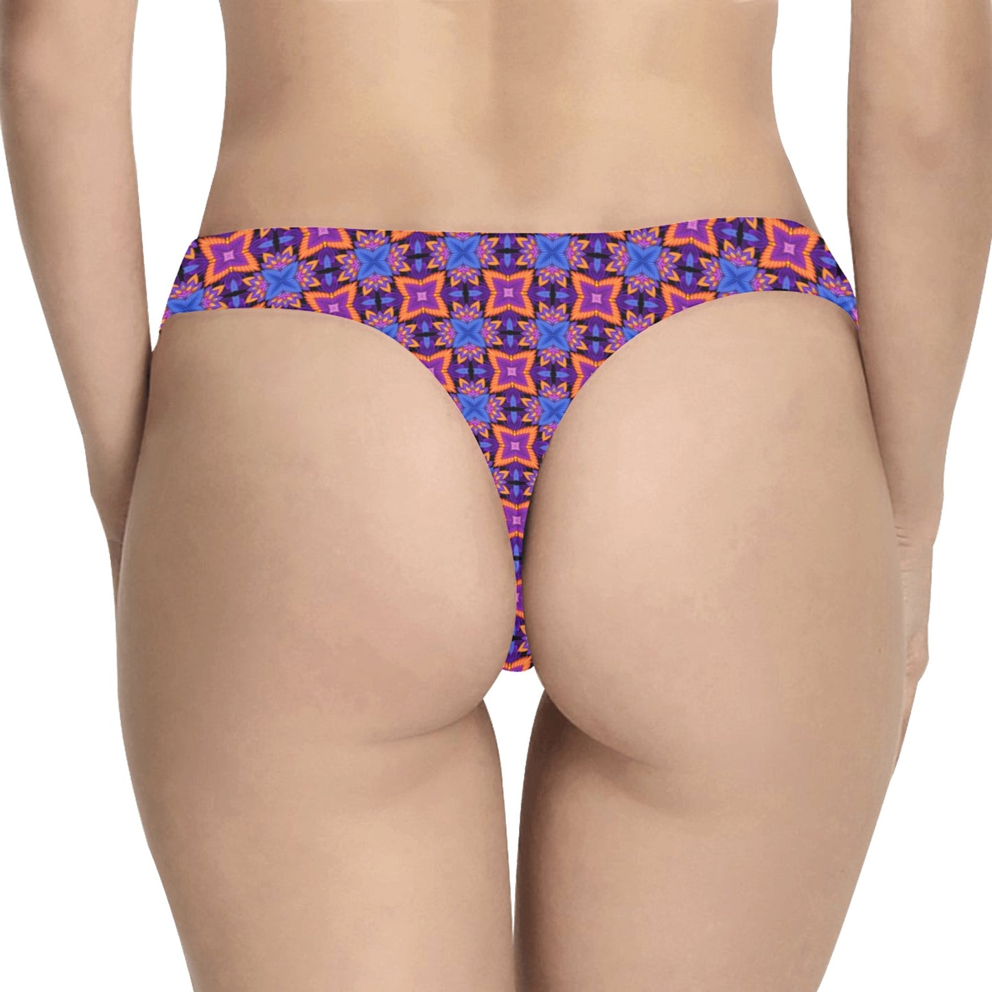 kaleidoscope Purple Orange Print Design Women's Thongs