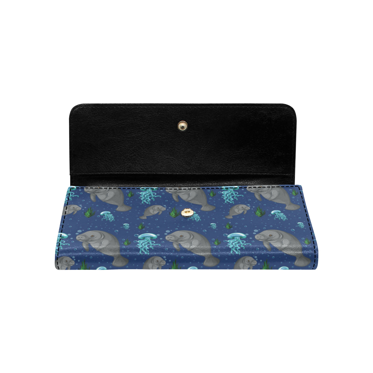 Manatee Pattern Print Design 01 Women's Trifold Wallet