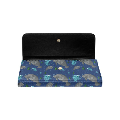 Manatee Pattern Print Design 01 Women's Trifold Wallet