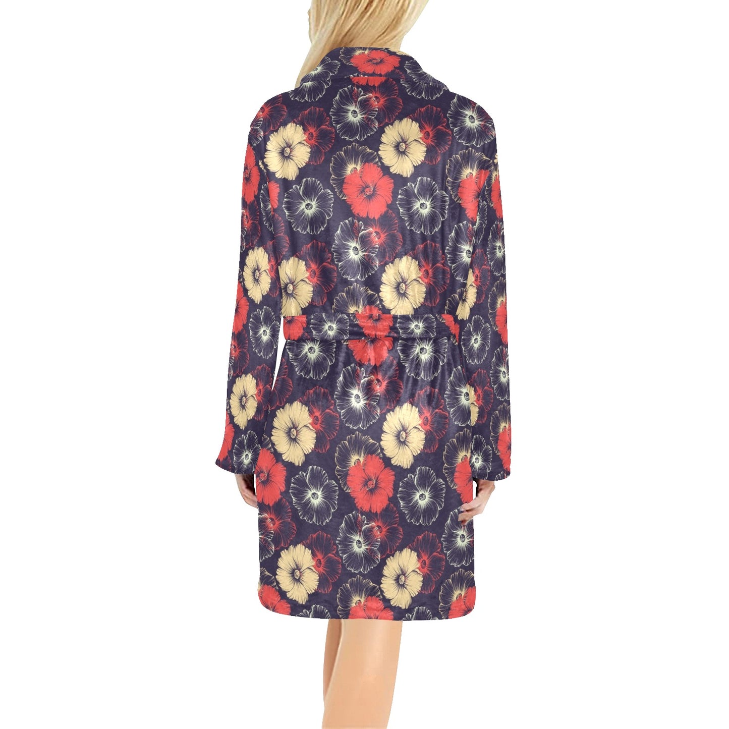 Tropical Flower Print Design LKS302 Women's Fleece Robe