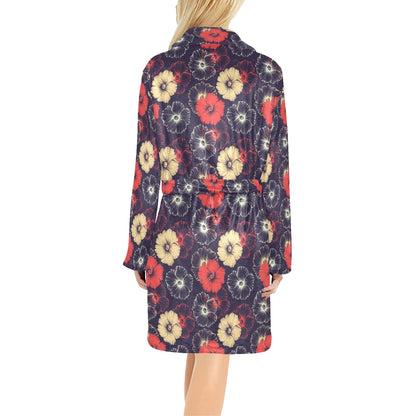 Tropical Flower Print Design LKS302 Women's Fleece Robe