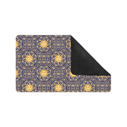 Celestial Gold Sun Face Rubber Doormat