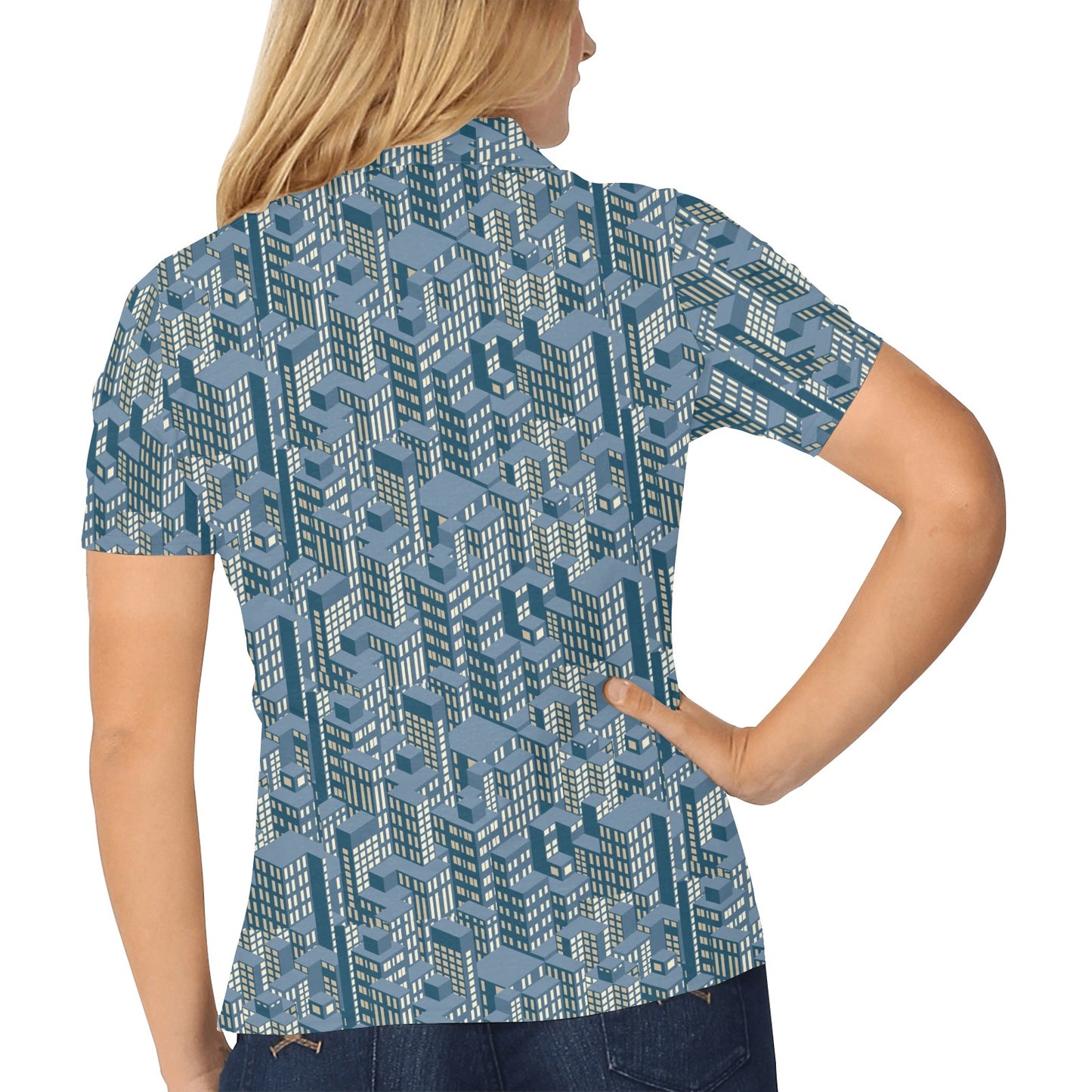 City  Pattern Print Design 01 Women's Polo Shirt