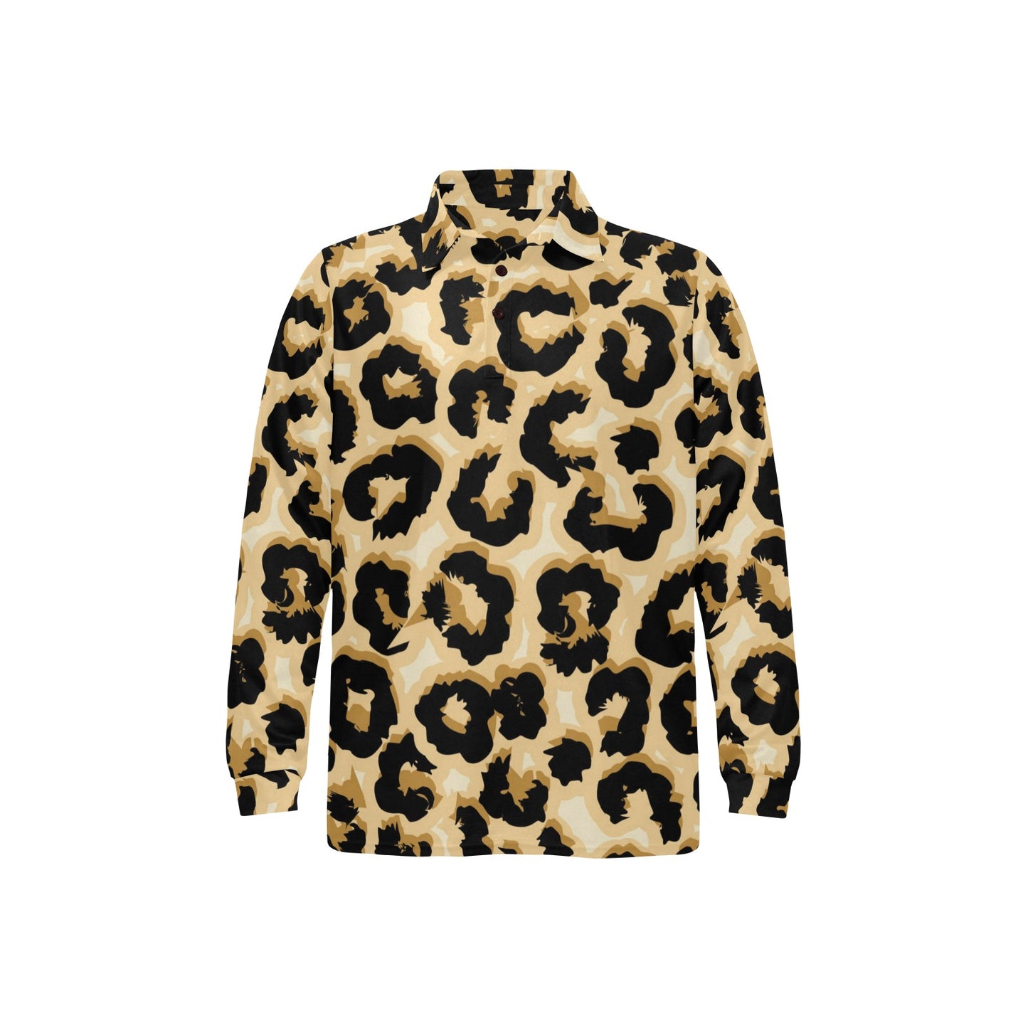 Jaguar Skin Pattern Print Design 02 Long Sleeve Polo Shirt For Men's