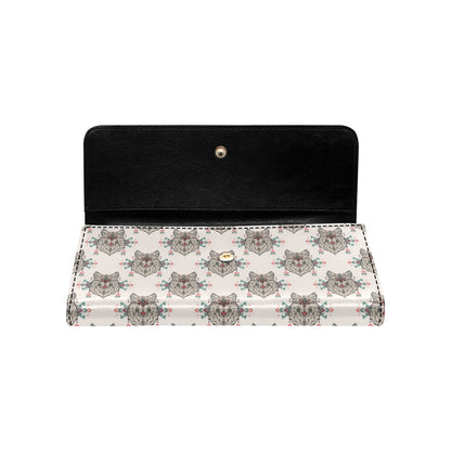 Aztec Wolf Pattern Print Design 01 Women's Trifold Wallet