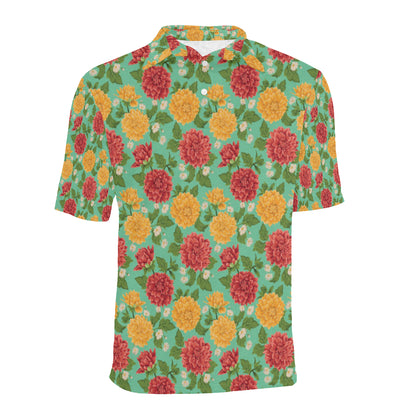 Dahlia Pattern Print Design DH011 Men Polo Shirt
