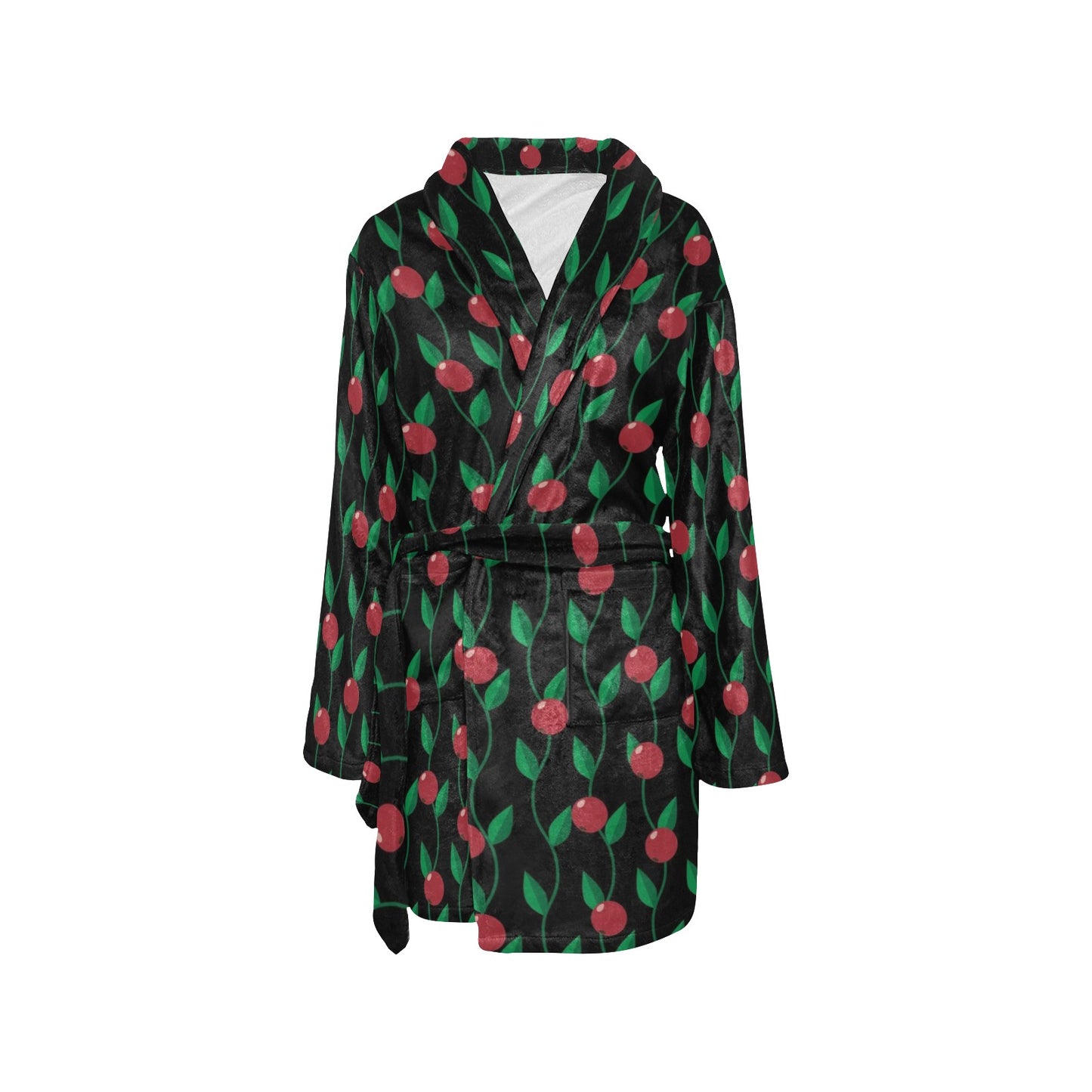 Cranberry Pattern Print Design CB01 Women's Fleece Robe
