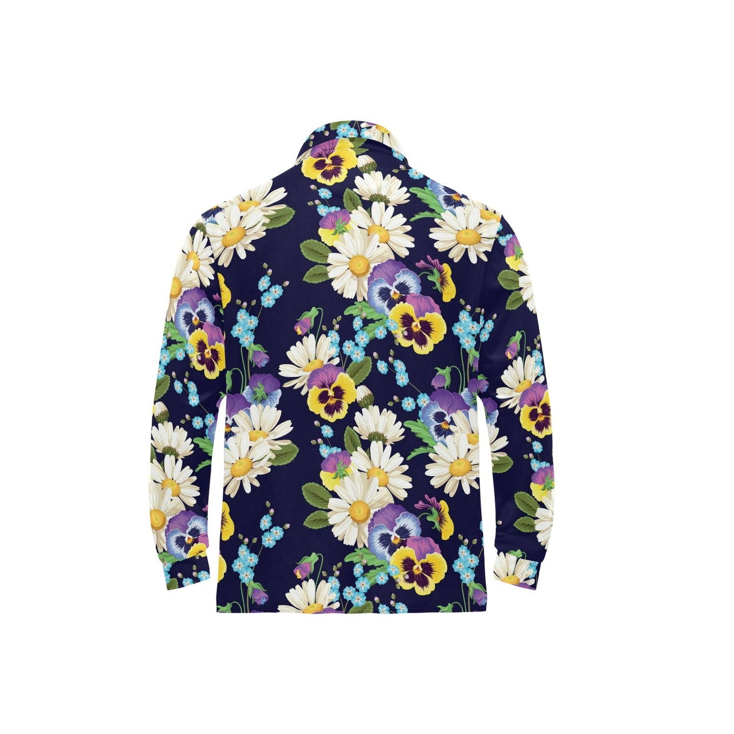 Pansy Pattern Print Design PS03 Long Sleeve Polo Shirt For Men's