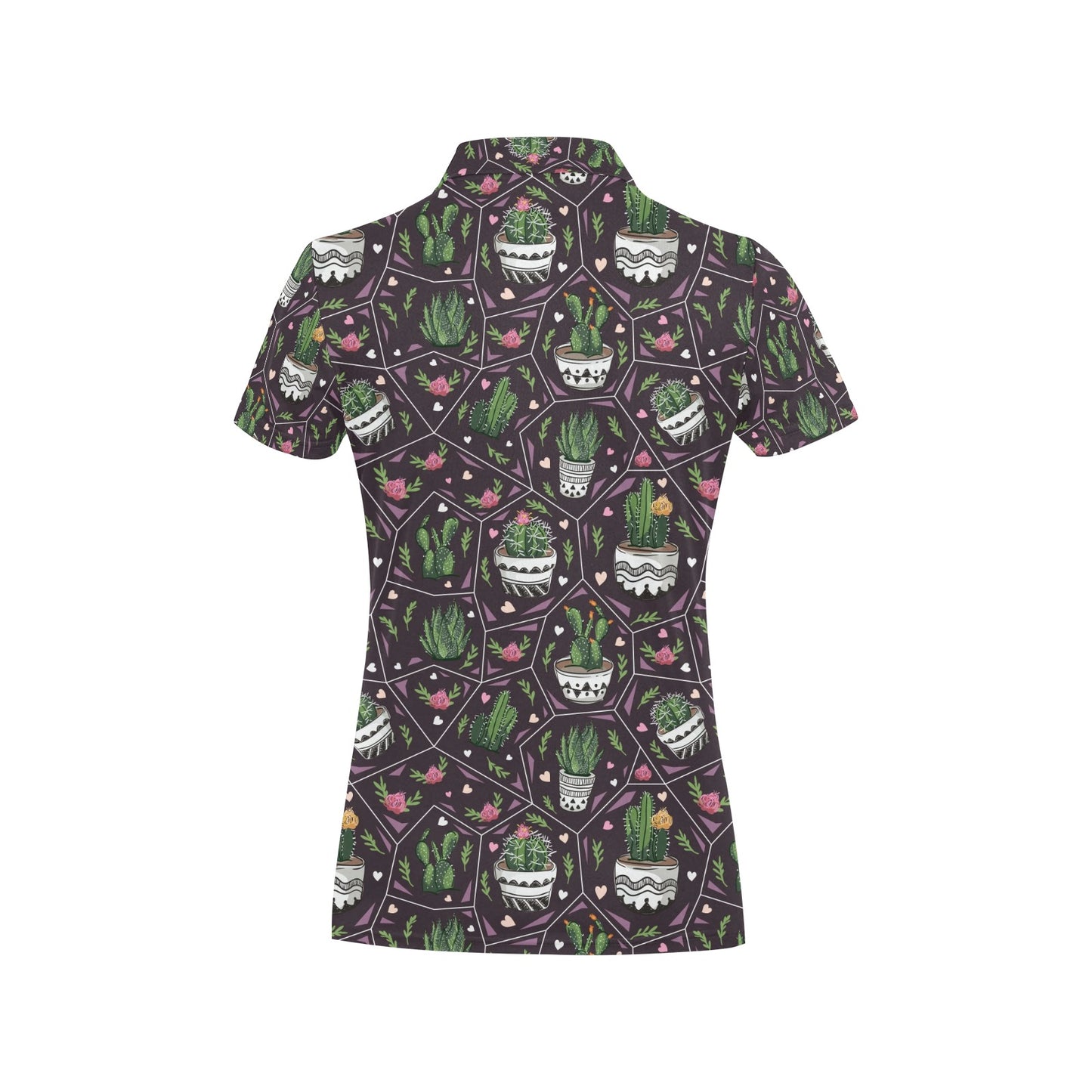 Cactus Pattern Print Design 03 Women's Polo Shirt