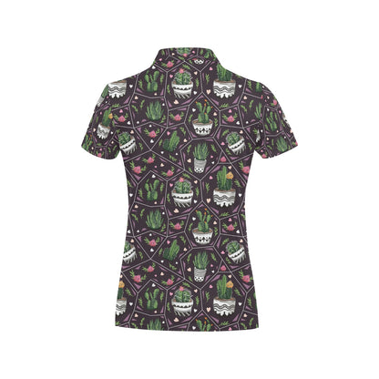 Cactus Pattern Print Design 03 Women's Polo Shirt