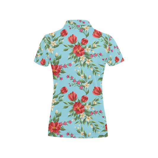 Summer Floral Pattern Print Design SF011 Women's Polo Shirt