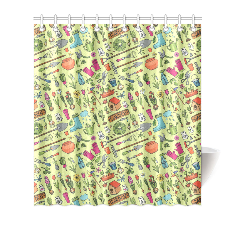 Gardening Pattern Print Design G02 Shower Curtain