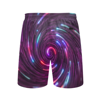 Vortex Twist Swirl Purple Neon Print Men's Swim Trunks Beach Shorts
