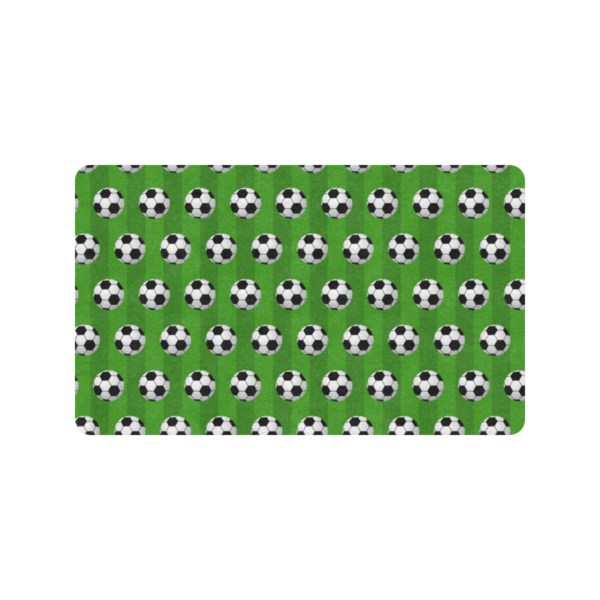 Soccer Ball Green Backgrpund Print Rubber Doormat