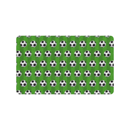 Soccer Ball Green Backgrpund Print Rubber Doormat