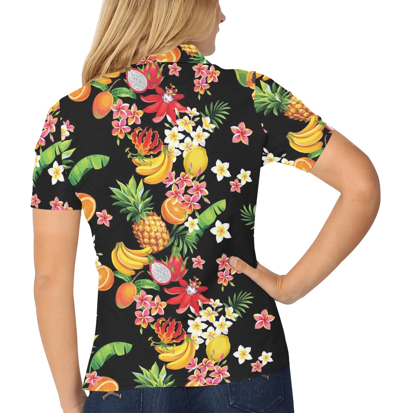 Tropical Fruits Pattern Print Design TF02 Women's Polo Shirt