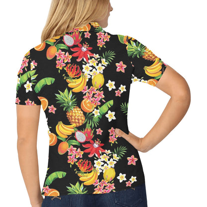 Tropical Fruits Pattern Print Design TF02 Women's Polo Shirt