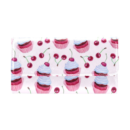Cherry Cupcake Pink Pattern Women's Trifold Wallet