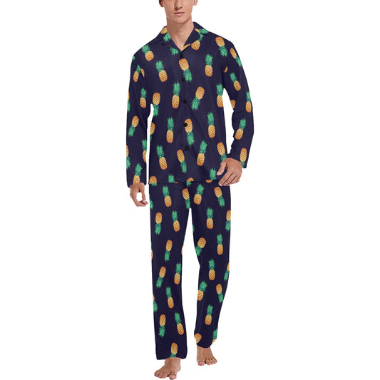 Pineapple Pattern Men's Long Pajama Set