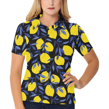 Lemon Pattern Print Design LM01 Women's Polo Shirt