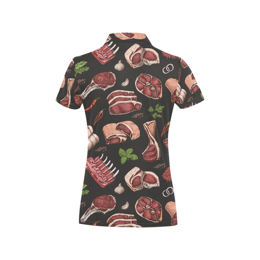 Meat Pattern Print Design 02 Women's Polo Shirt