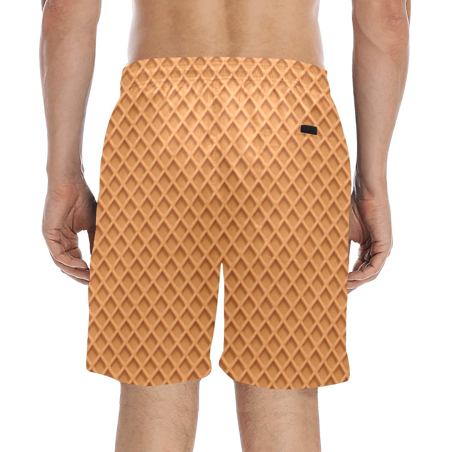 Waffle Texture Print Design LKS301 Men's Swim Trunks Beach Shorts
