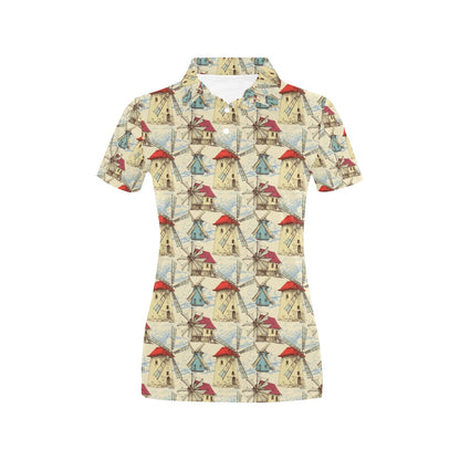 Windmill Pattern Print Design 01 Women's Polo Shirt