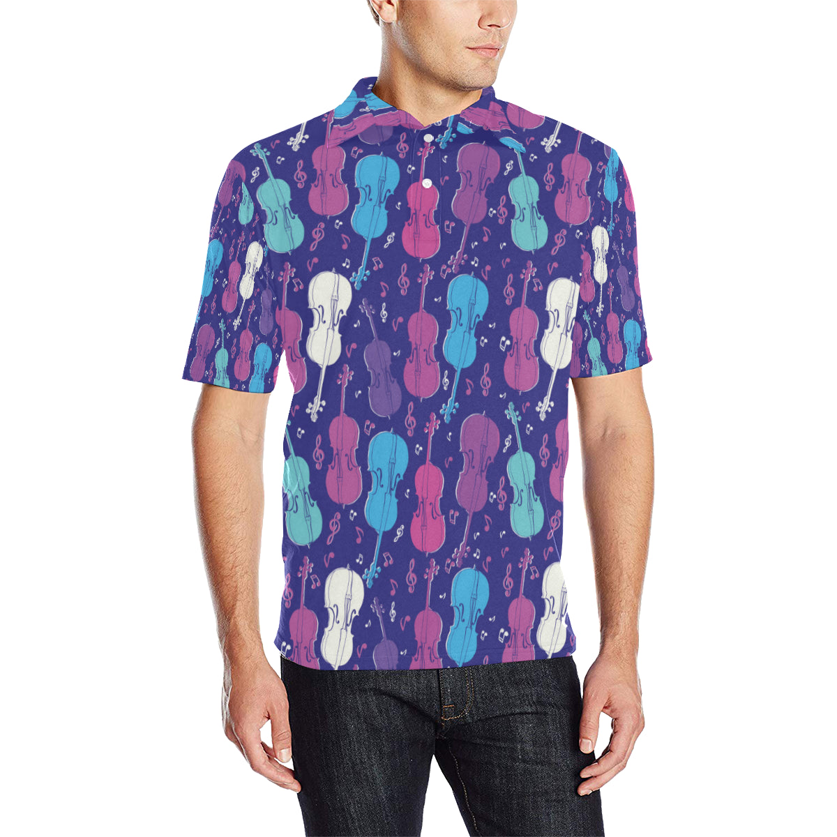 Cello Pattern Print Design 01 Men Polo Shirt
