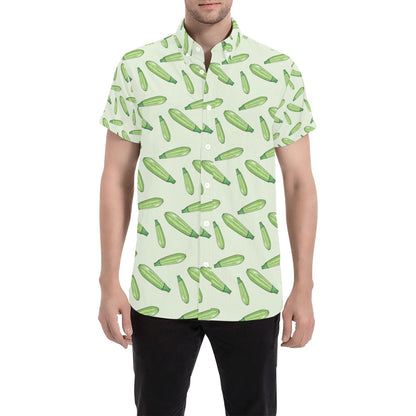 Zucchini Print Design LKS302 Men Short Sleeve Button Up Shirt