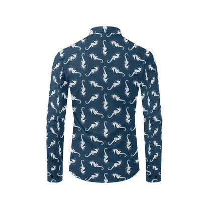 SeaHorse Print Design LKS402 Men's Long Sleeve Dress Shirt