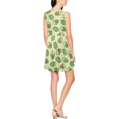 Artichoke Pattern Print Design 03 Sleeveless Dress