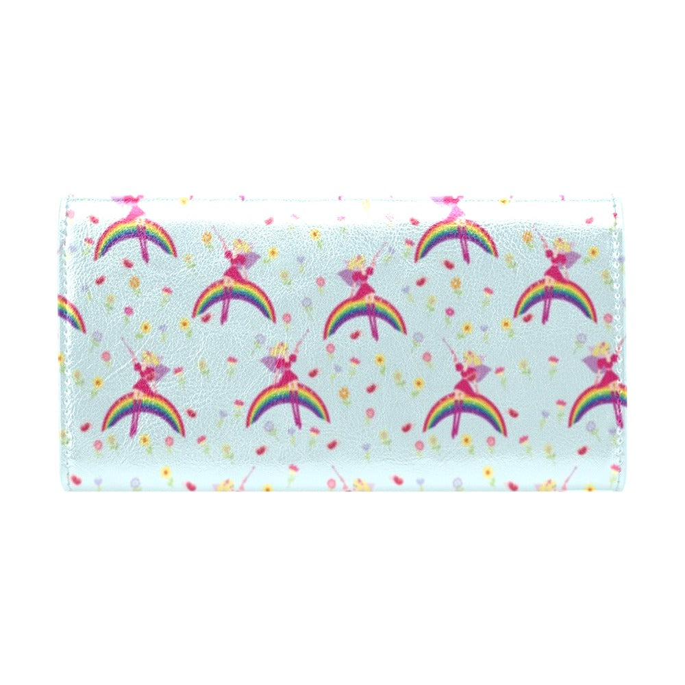 Fairy with Rainbow Print Pattern Women's Trifold Wallet
