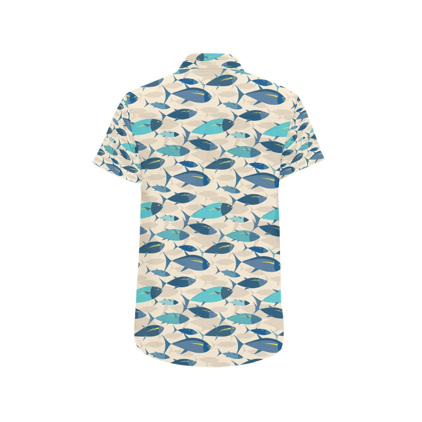 Tuna Fish Print Design LKS302 Men Short Sleeve Button Up Shirt
