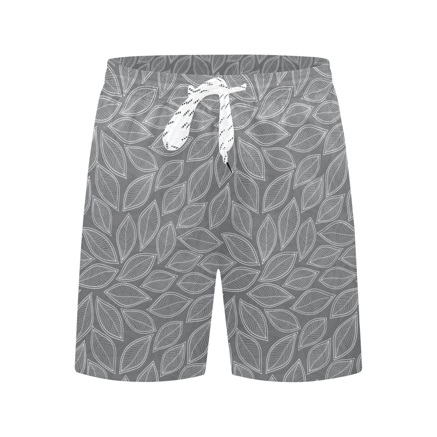 Elm Leave Grey Print Pattern Men's Swim Trunks Beach Shorts