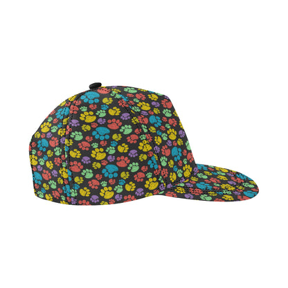 Paw Colorful Print Snapback Cap